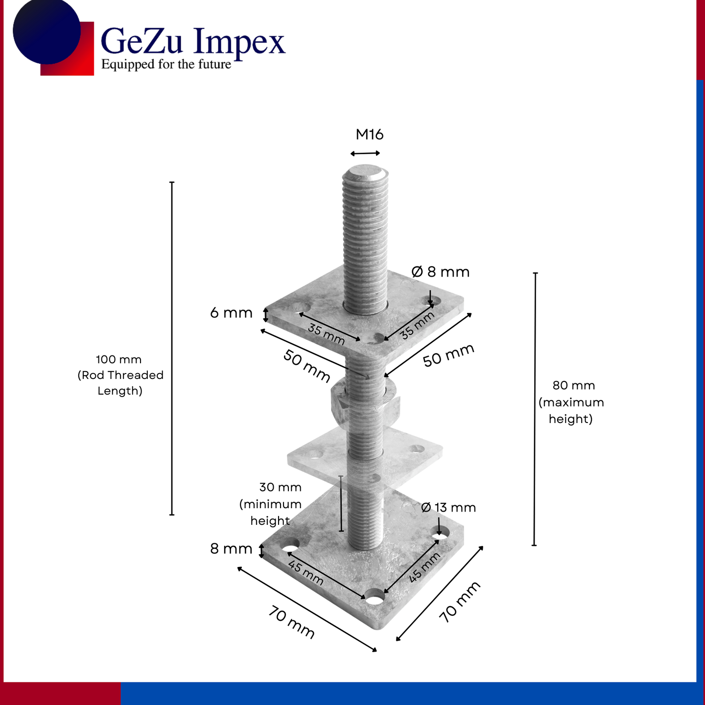 50 x 50 mm | 30-80 mm / Zinc Flake