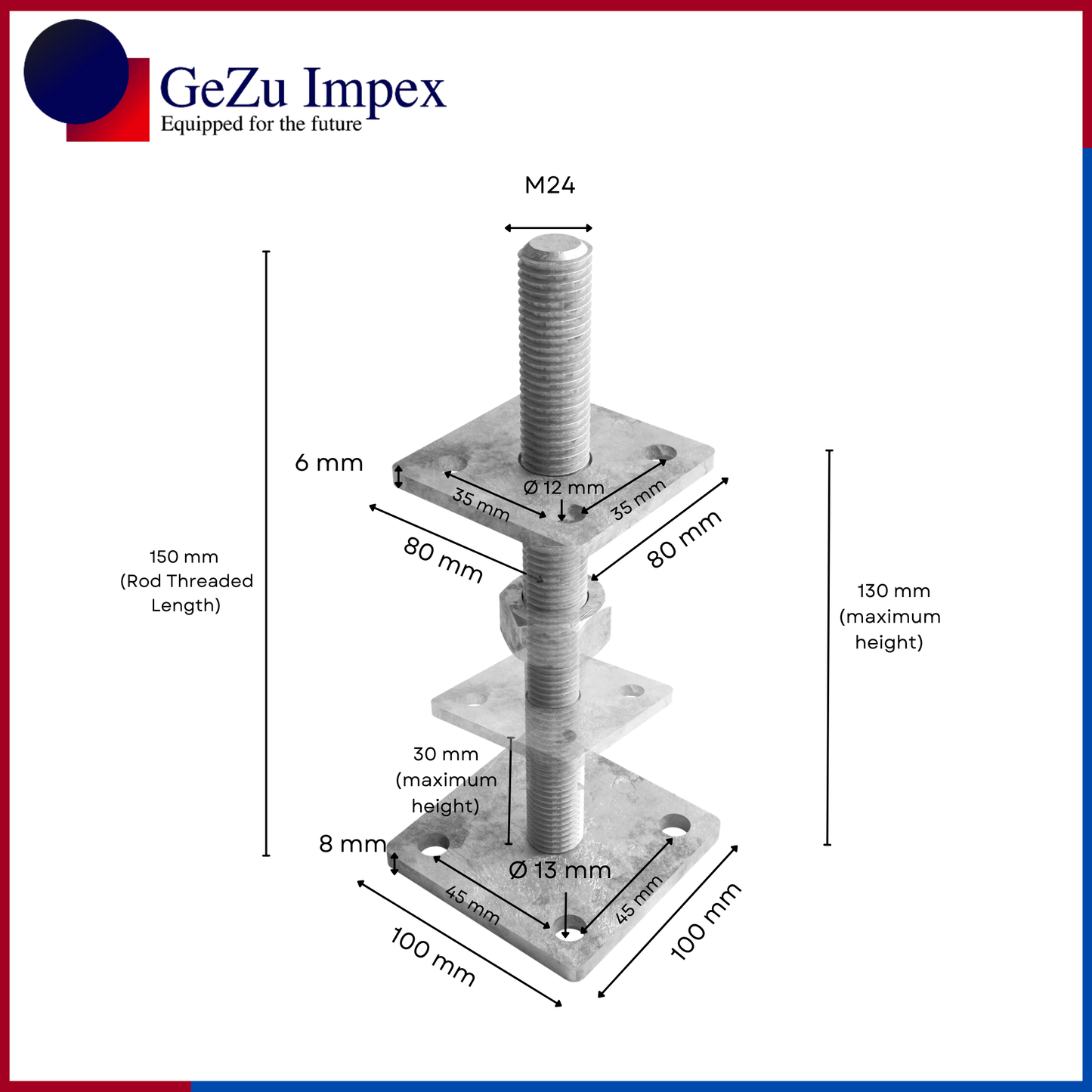 80 x 80 mm | 50-130 mm / Zinc Flake