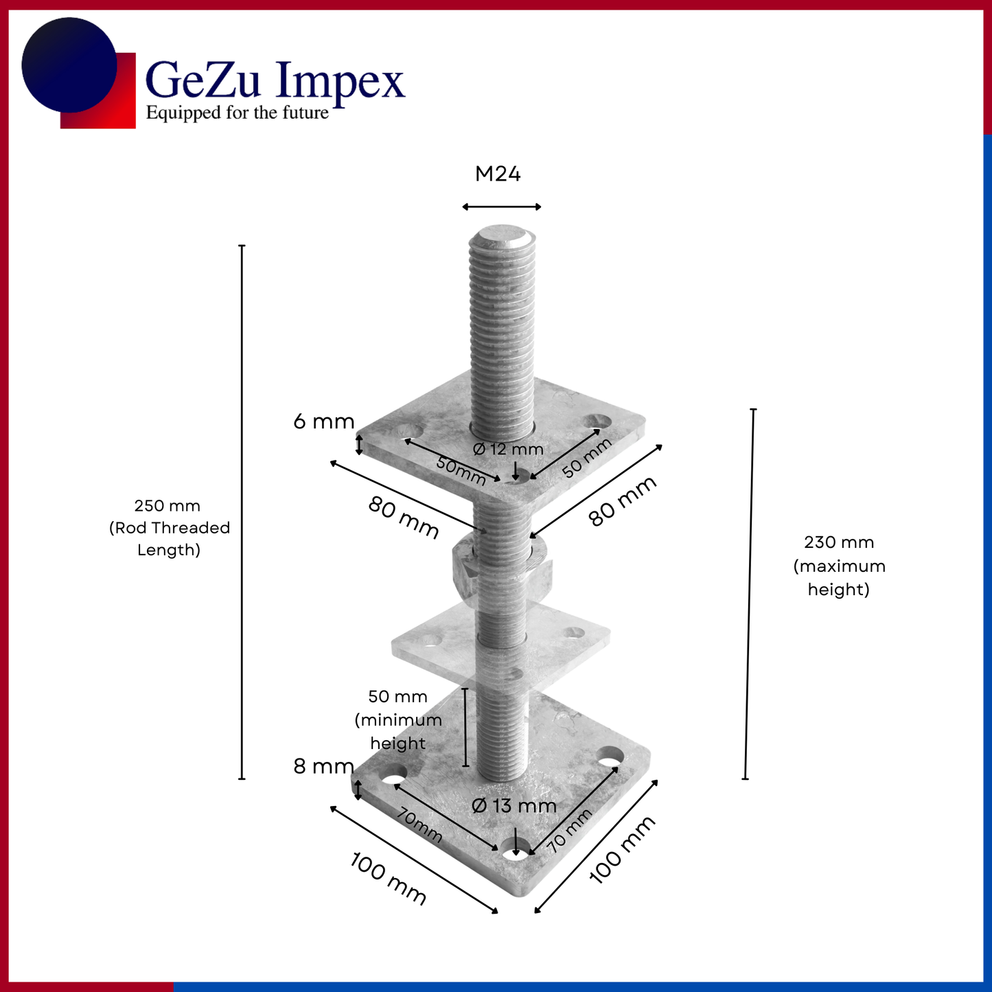 80 x 80 mm | 50-230 mm / Zinc Flake